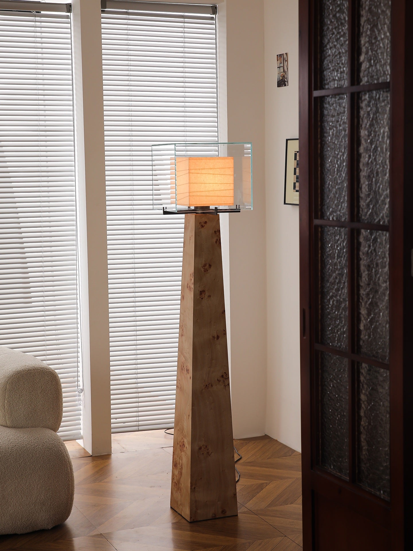 Modern Travertine Glass Shade Table and Floor Lamp - 04 03-source-scene-3