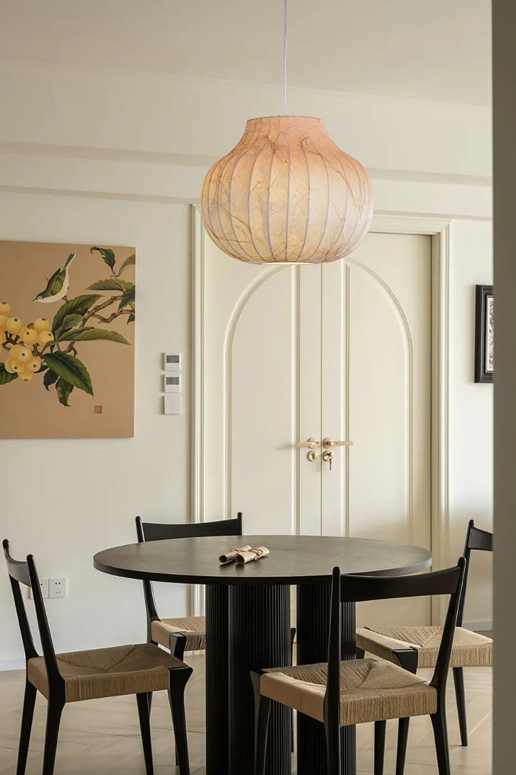 Modern Ribbed Silk Globe Pendant Light - 04 03-source-scene-3