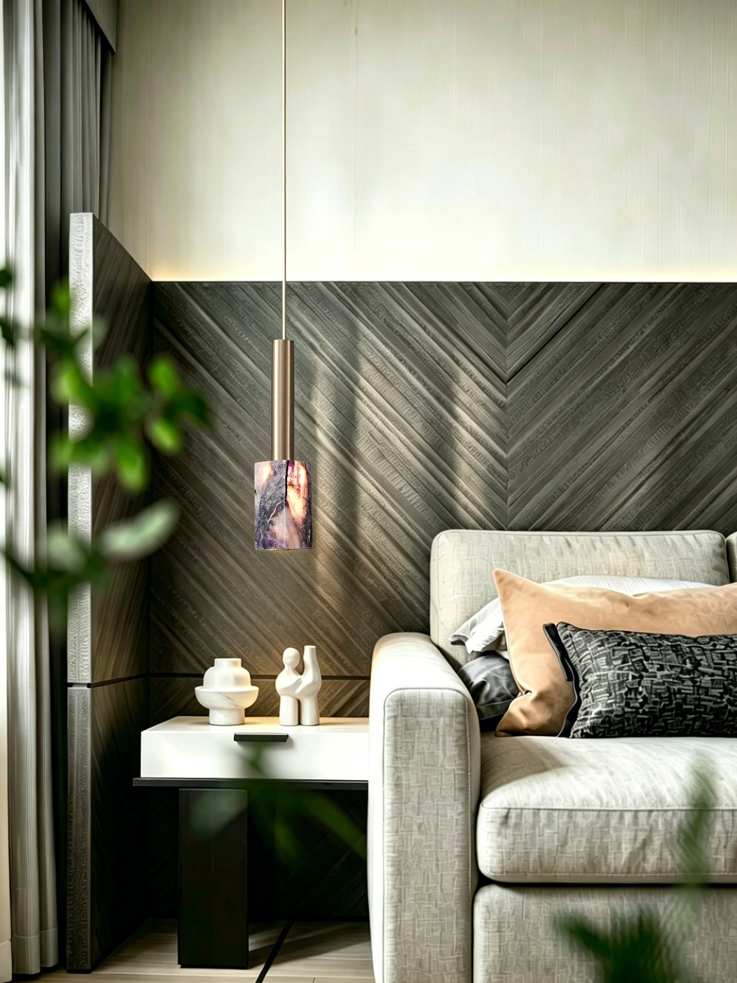Modern Purple Crystal Cylinder Pendant Light - 14 03-source-scene-3