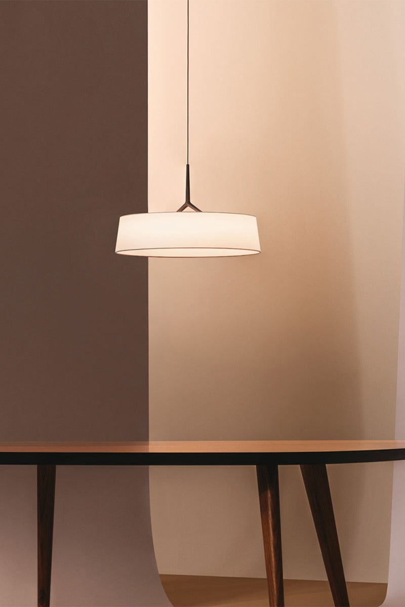 Modern Fabric Drum LED Pendant Light - 14 03-source-single-pendant-table-scene