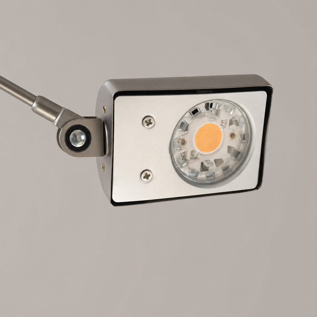 Daphine Adjustable LED Table Lamp — silver LED head construction detail