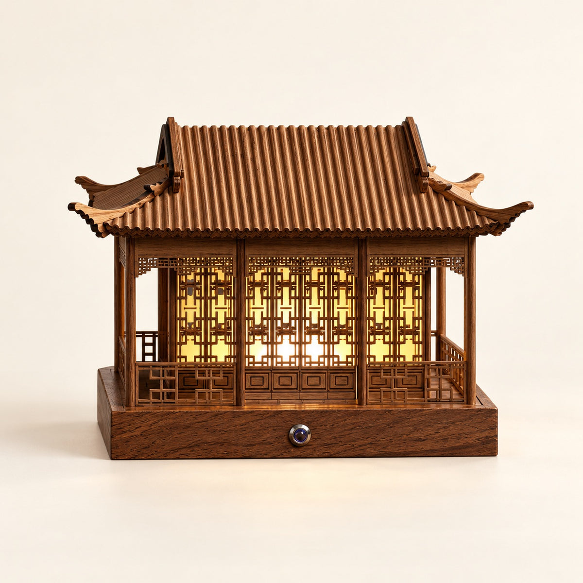 Pavilume walnut finish rain pavilion table lamp
