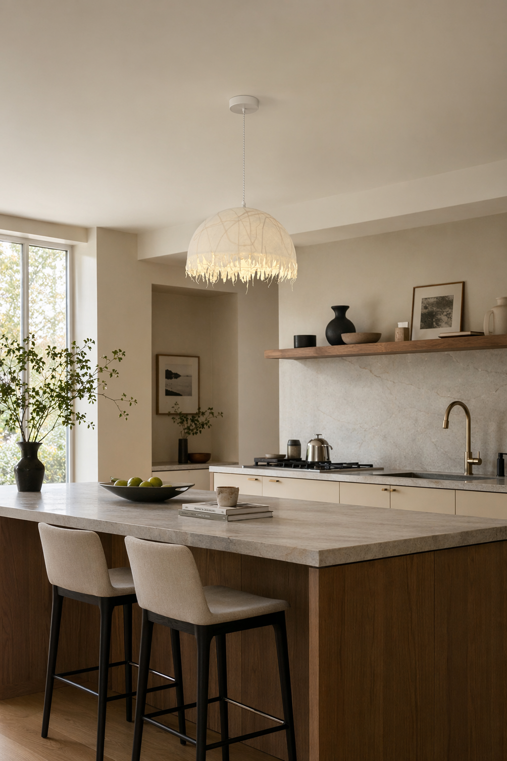 Modern Mulberry Silk Fringe Dome Pendant Light - 03 03-wide-kitchen-island