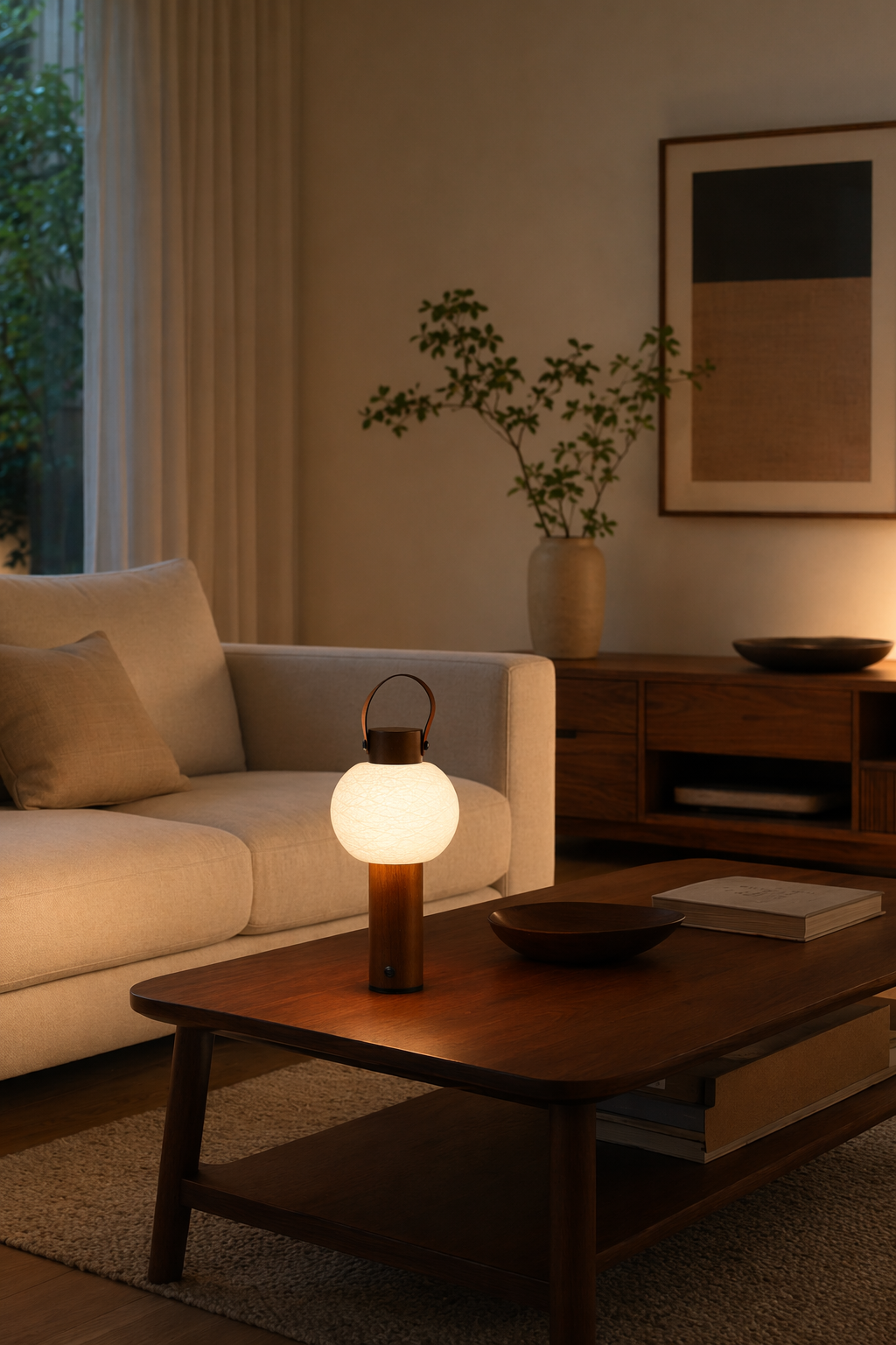Portable Silk-Effect Acrylic Table Lamp in Wood Finishes - product image 08