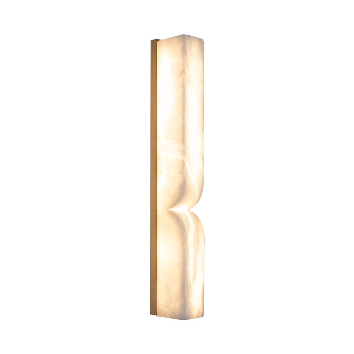 Modern Alabaster Linear Wall Sconce in Natural Brass - enlarged white background main image
