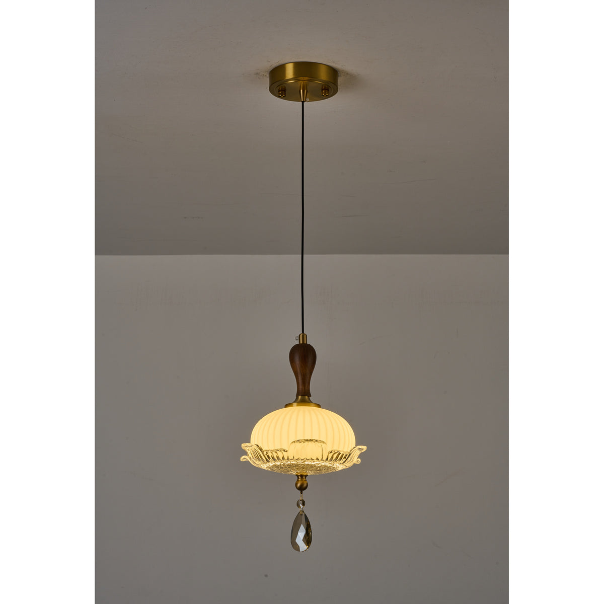 Supplier real photograph of Valloren Pendant A complete front view lit
