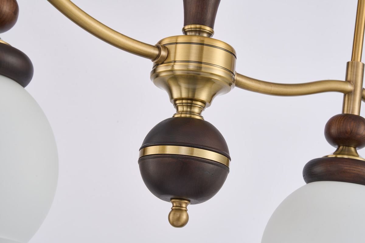 Supplier real detail of an Arclorune milky-white opal globe and natural copper-toned fitting