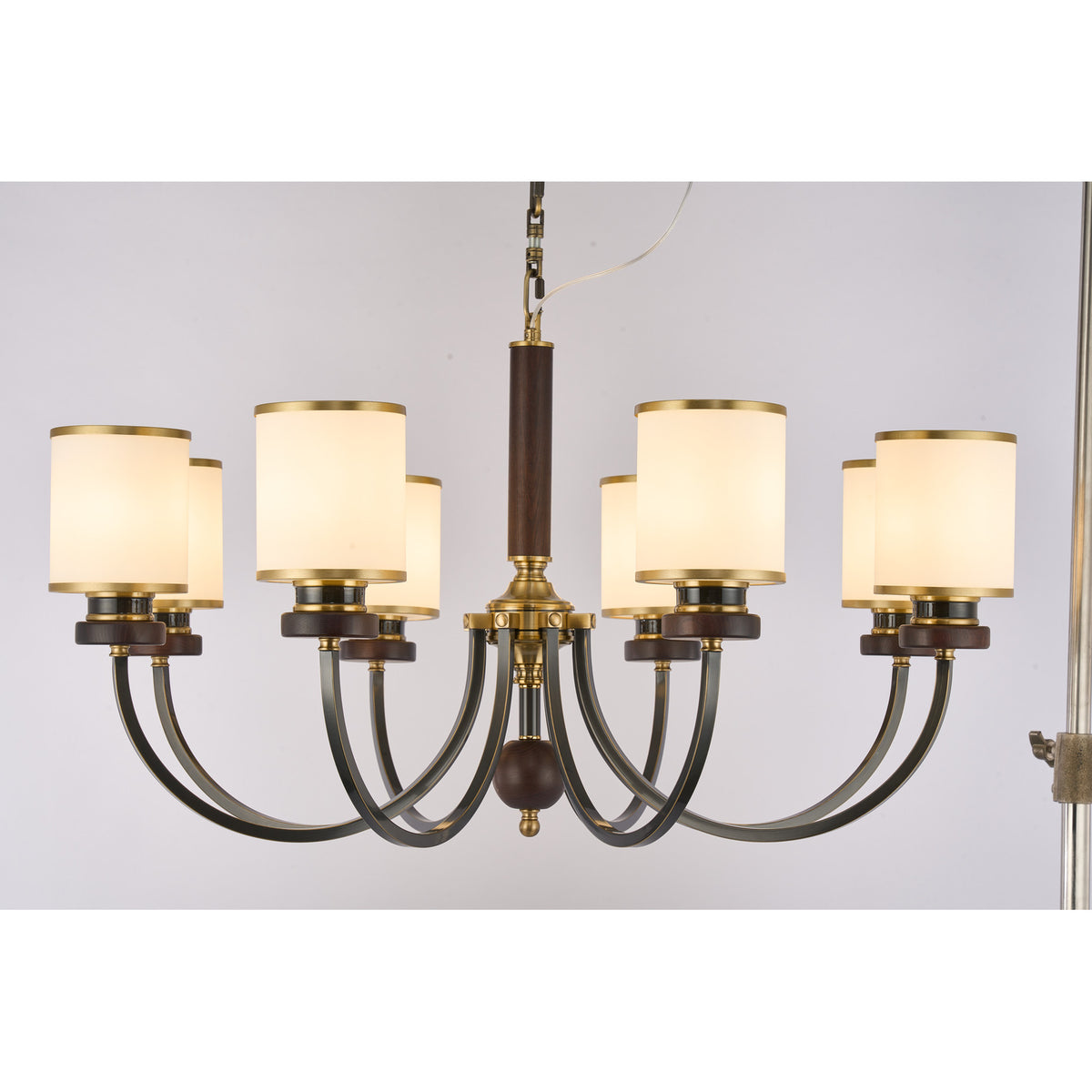 Supplier real photograph of the Ashbourne eight-light chandelier complete front view