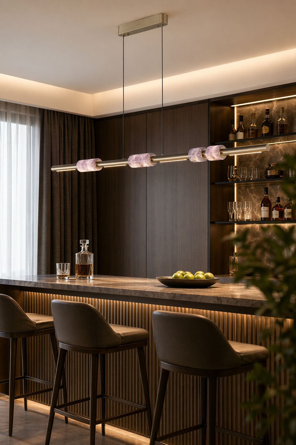 Modern Crystal Linear LED Island Chandelier - generated main 04 04-bar-counter-wide