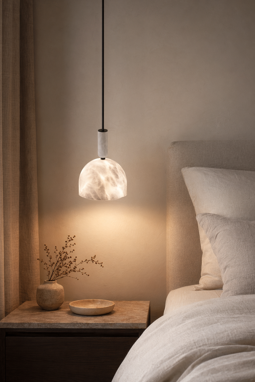 Modern Alabaster Dome Pendant Light in White - product image 02