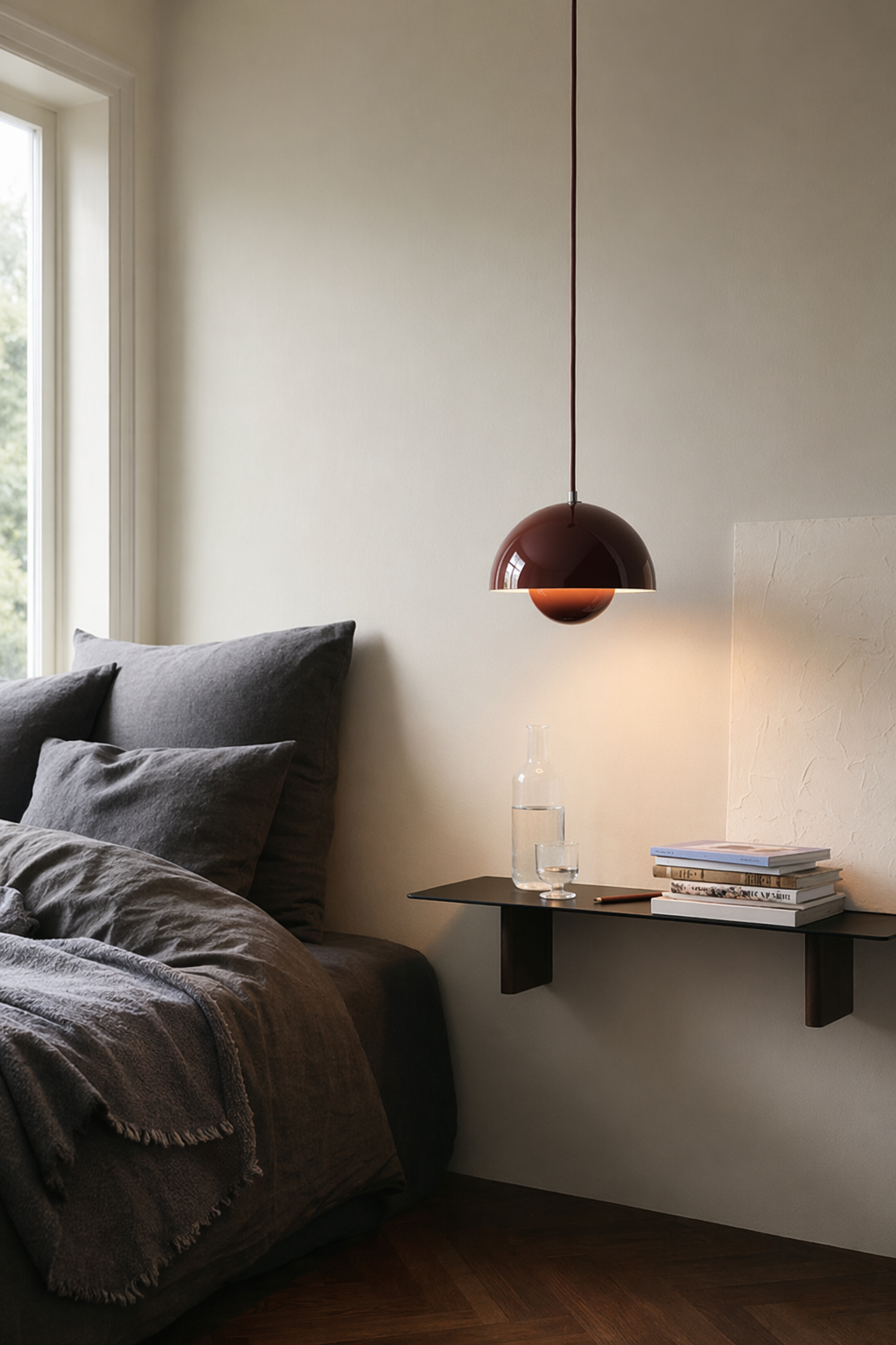 Modern Glossy Dome Pendant Light - 04 04-bedroom-bedside