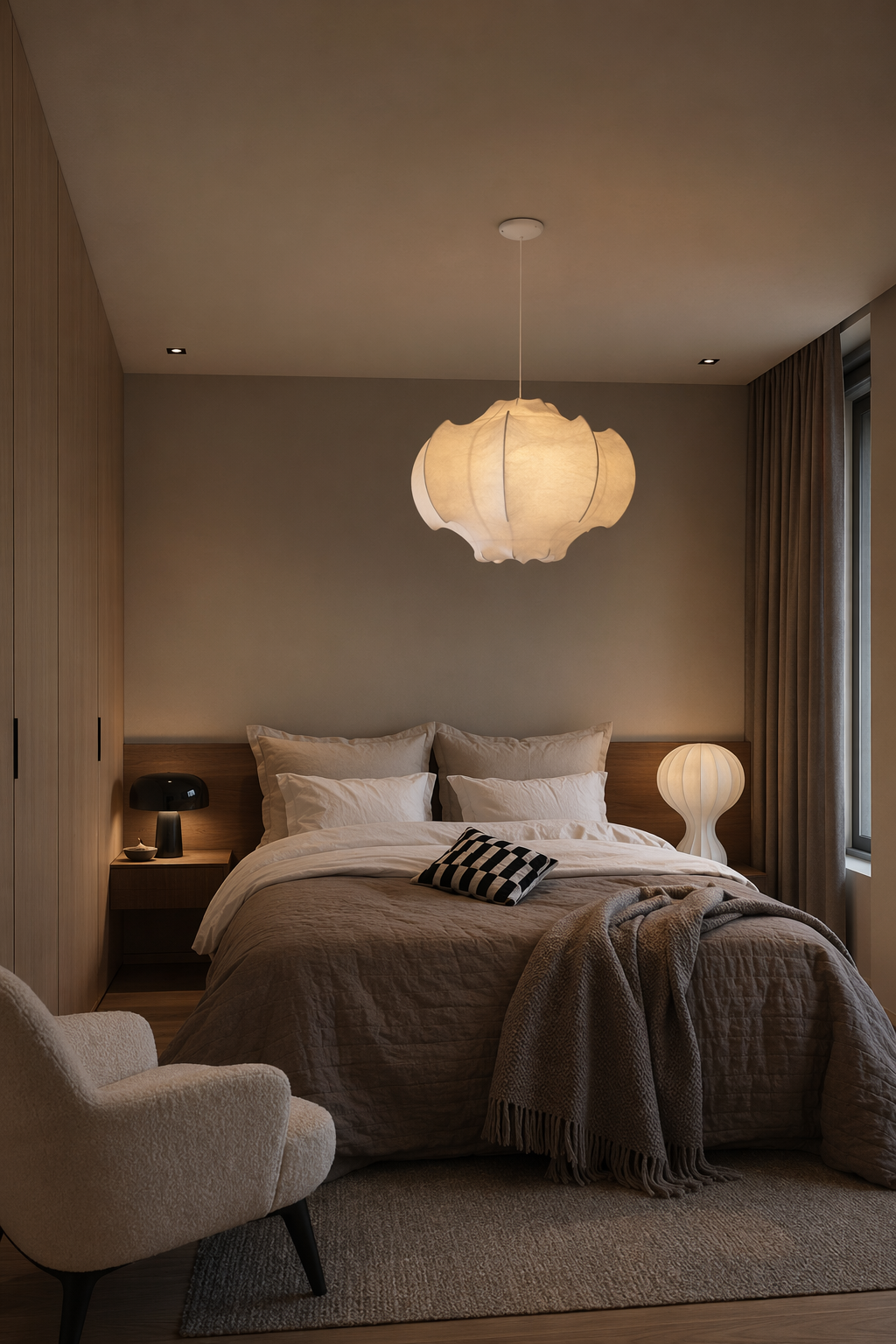 Handmade Mulberry Silk Pendant Light in White - product image 06
