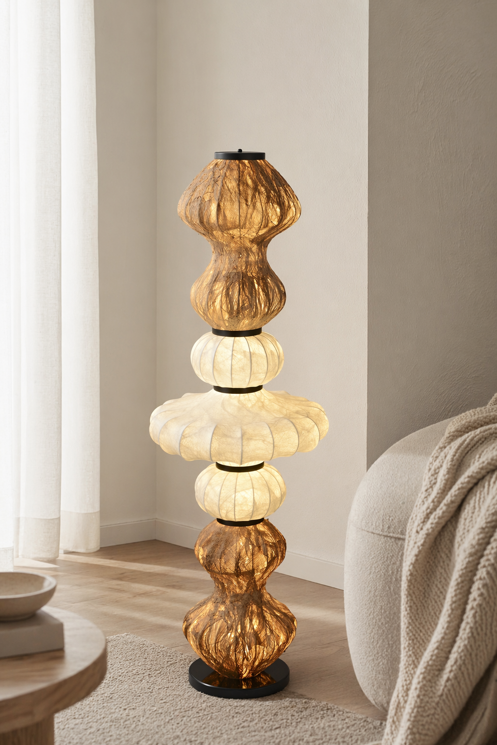 Sculptural Silk Floor Lamp - detail 04-bedroom-corner-daylight