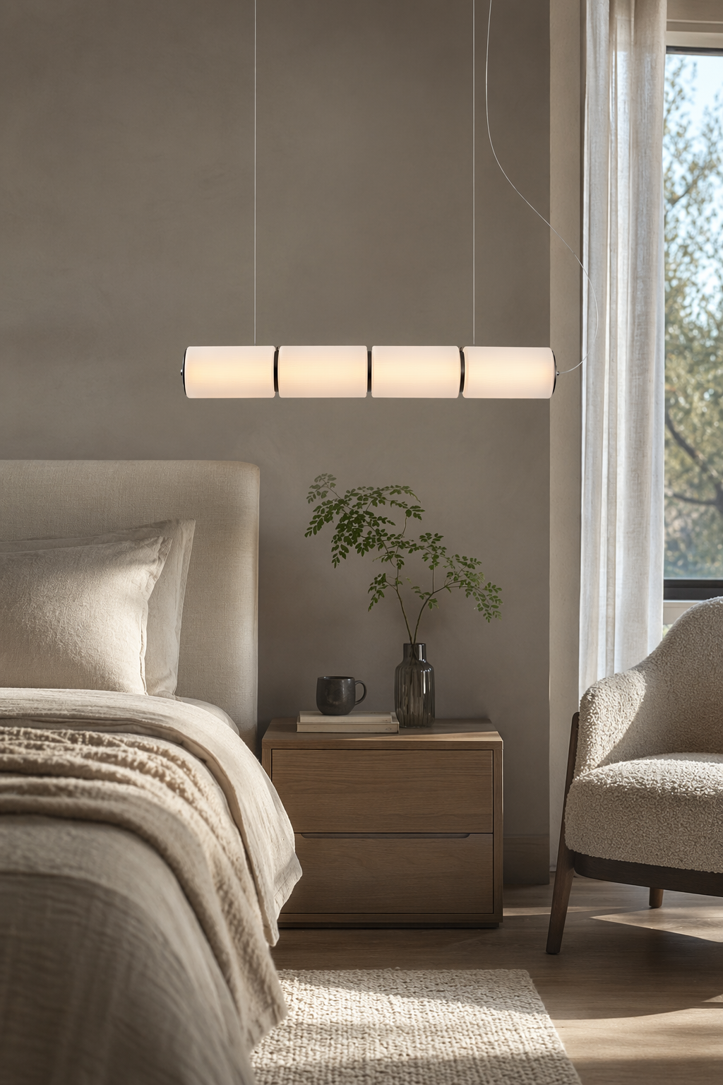 Modern Linear Multi-Head Pendant Light - generated workflow 04 04-bedroom-daylight