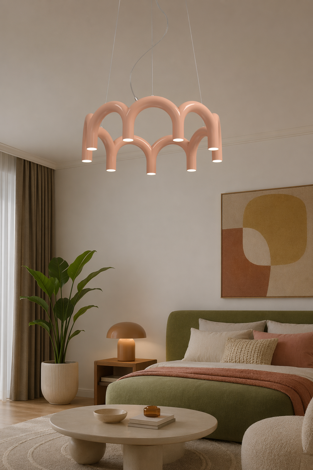 Colorful Arch Linear LED Pendant Light - generated main 04 04-bedroom-or-living-wide