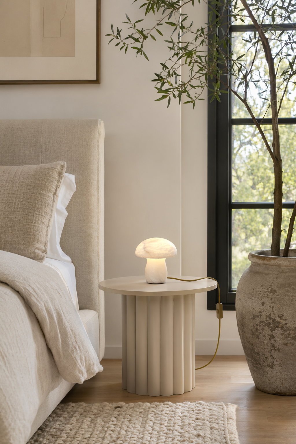 Modern Alabaster Mushroom Table Lamp - generated main 04 04-bedroom-or-study-wide