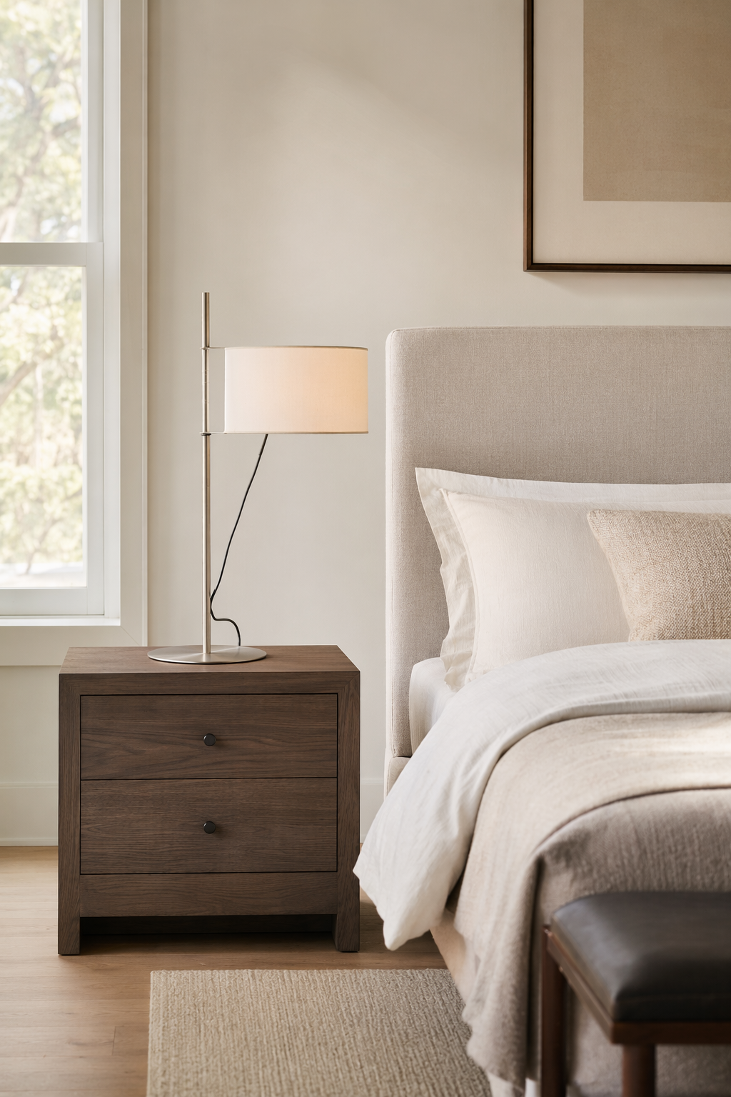 Modern Fabric Shade Table and Floor Lamp - generated main 04 04-bedroom-or-study-wide