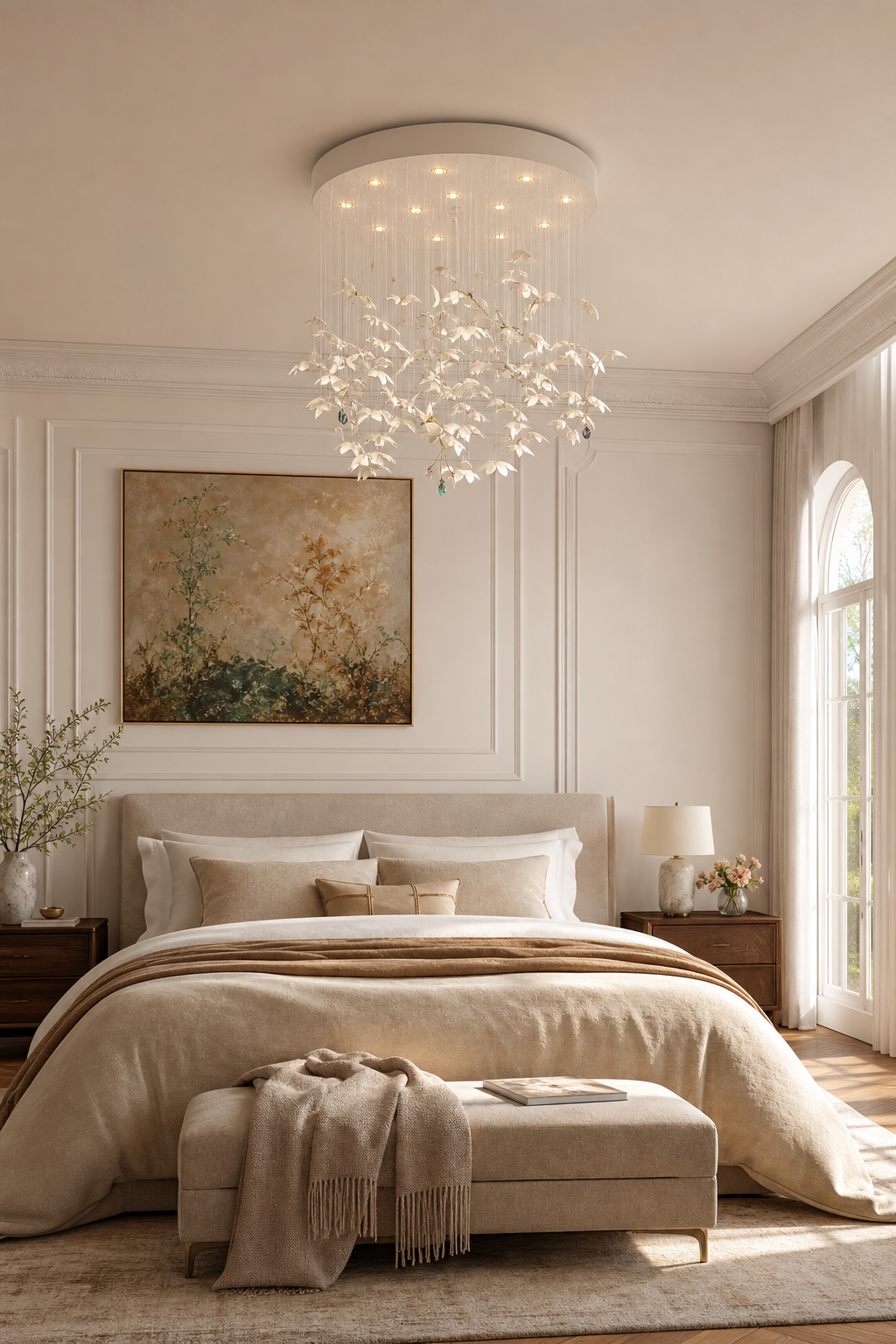 Floating Orchid Ceramic Short Chandelier bedroom suite