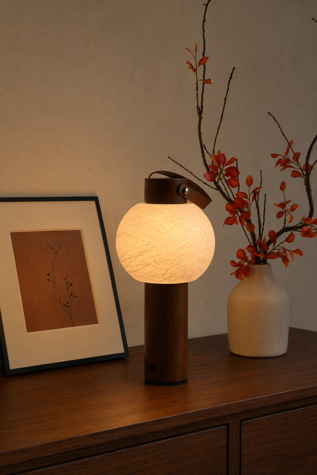 Portable Silk-Effect Acrylic Table Lamp in Wood Finishes - product image 06