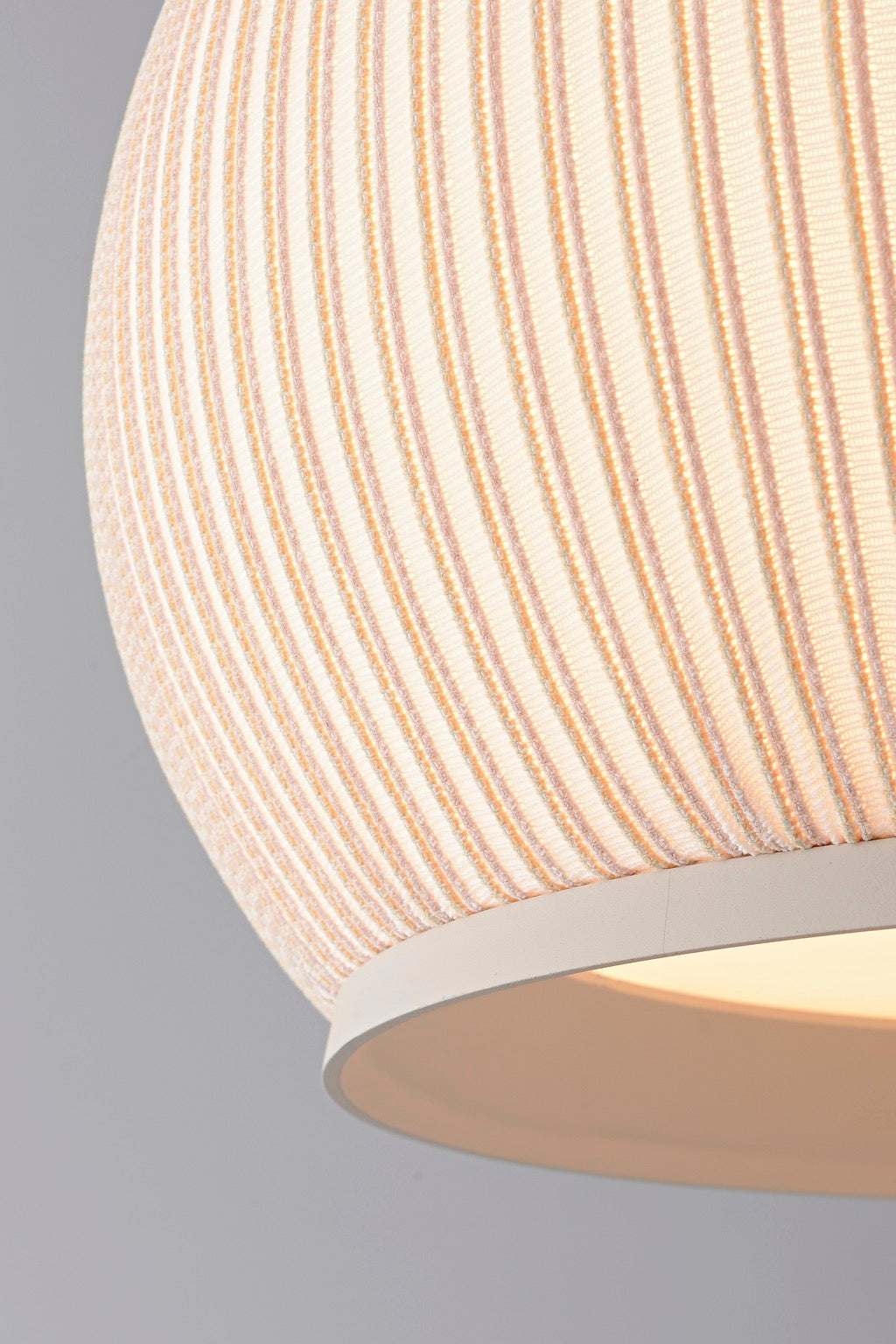Modern Ribbed Dome Pendant Light — close-up of warm white ribbed shade texture