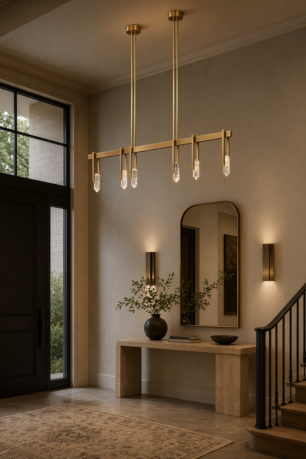 Modern Linear Crystal LED Island Chandelier - generated 04 04-entryway-wide