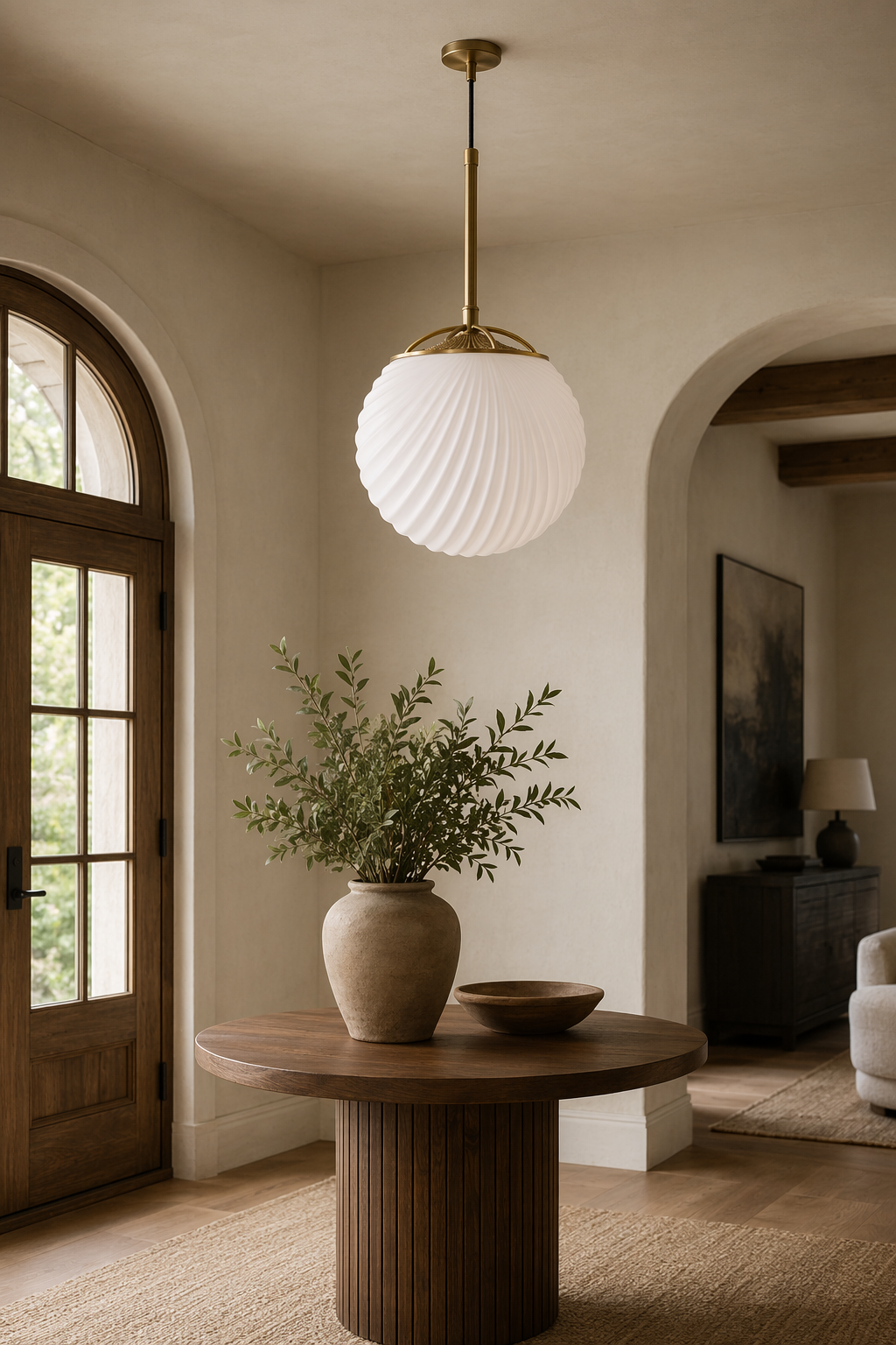 Modern Ribbed Glass Globe Pendant Light - 04 04-generated-entry-scene