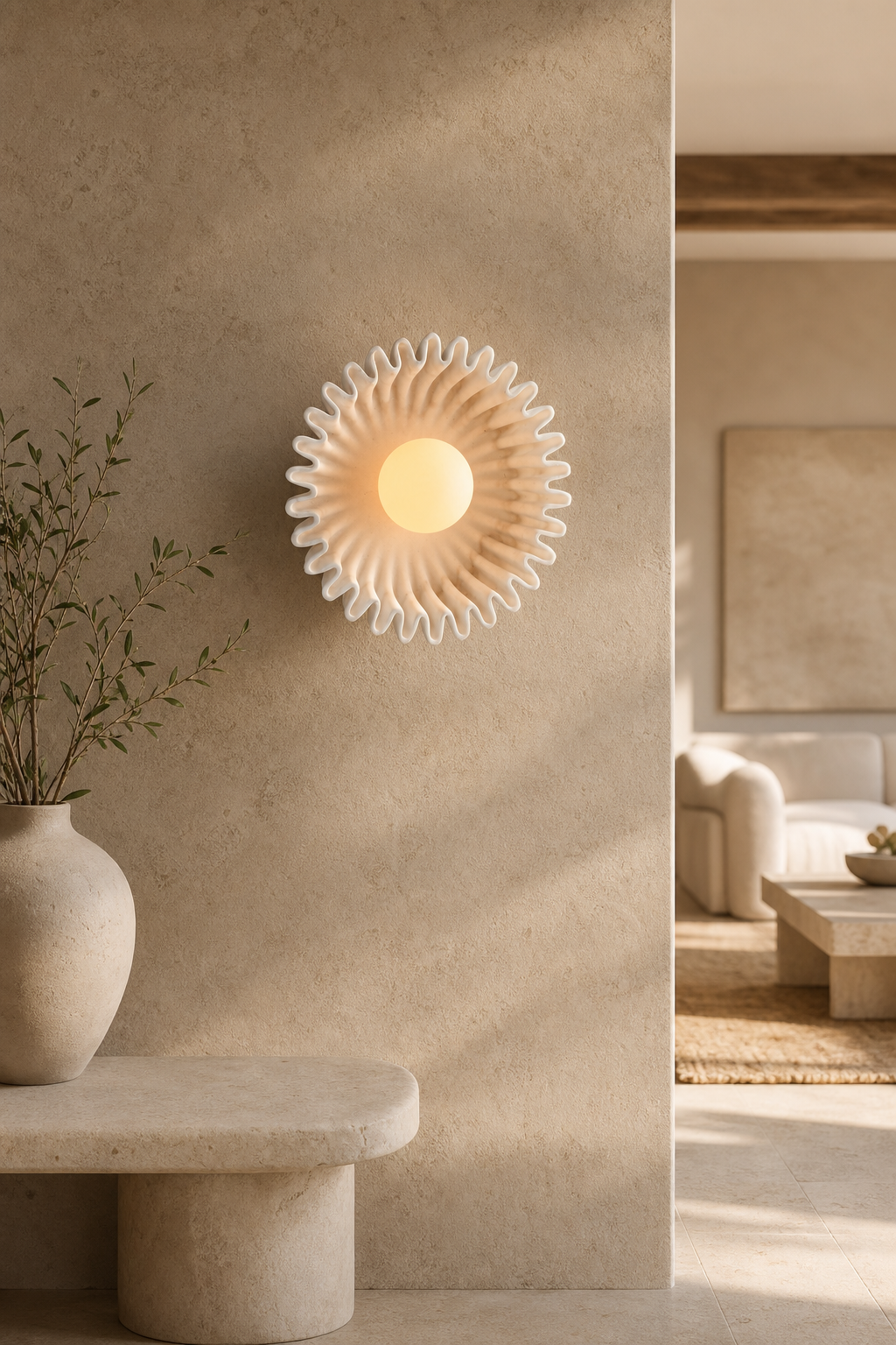 Modern Sunburst Ripple Wall Sconce - 04 04-generated-foyer-wall-scene