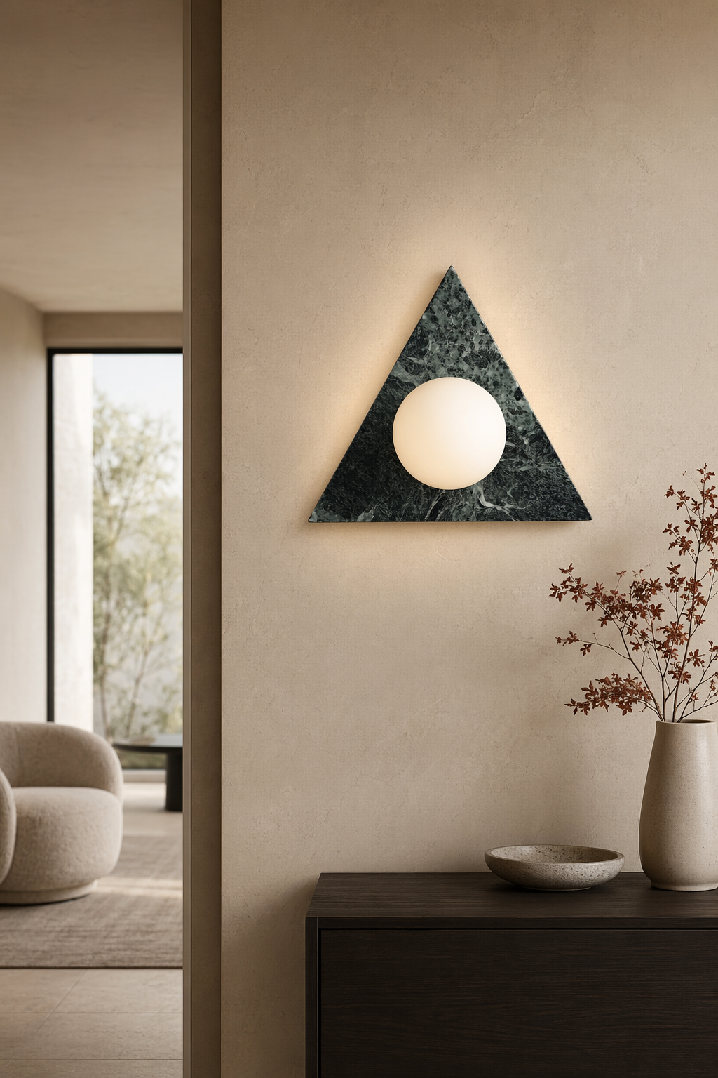 Modern Triangle Marble Wall Sconce - 04 04-generated-foyer-wall-scene