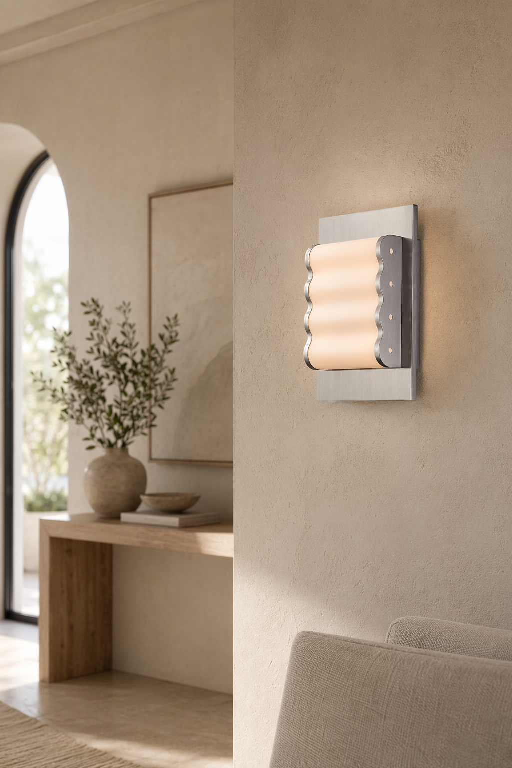 Modern Ribbed Square Wall Sconce - 04 04-generated-foyer-wall-scene