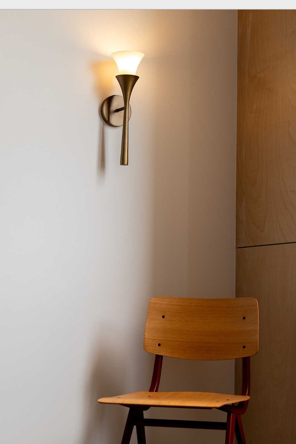 Sculptural Opal Glass and Alabaster Wall Sconce — Model A opal glass living feature wide daylight
