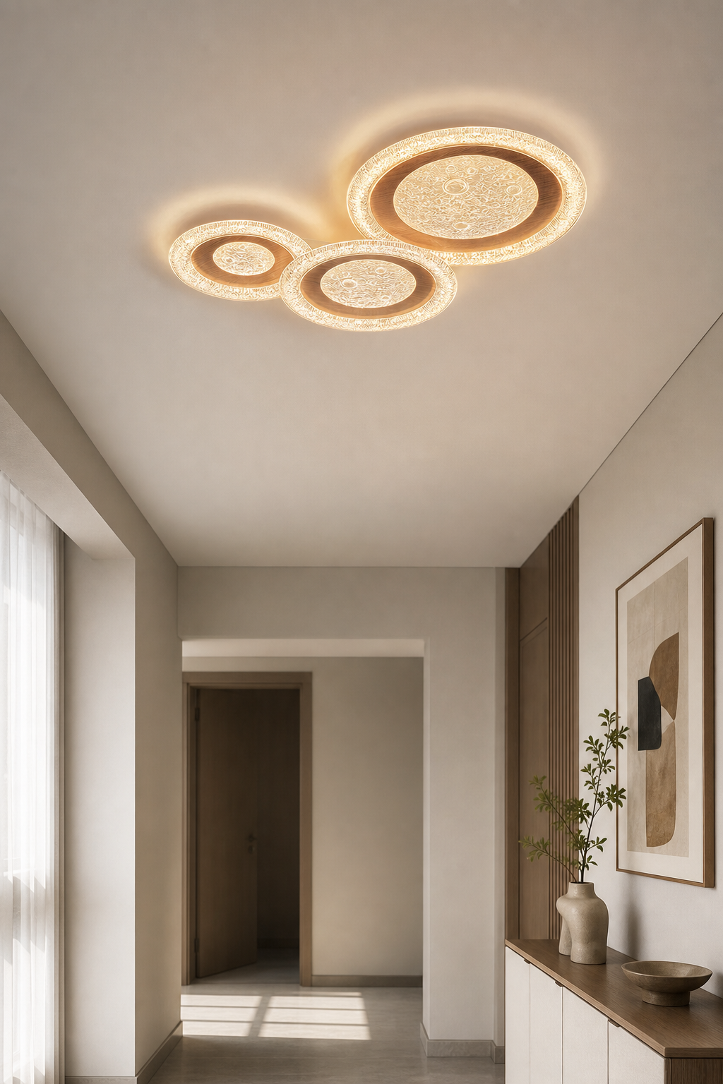 Modern Round LED Ceiling Light - generated workflow 04 04-hallway-daylight