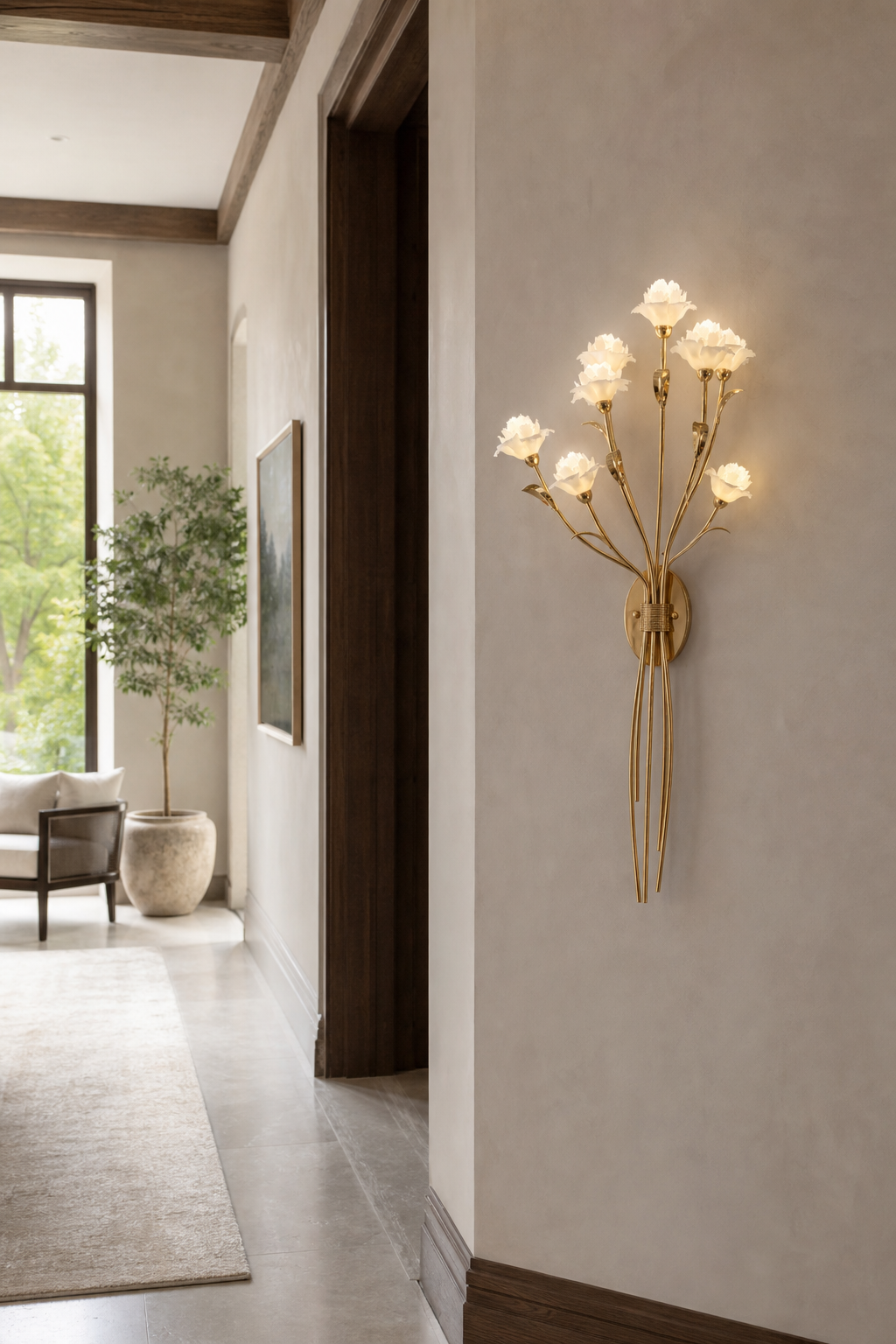 Sylverelle wall sconce – hallway wide daylight