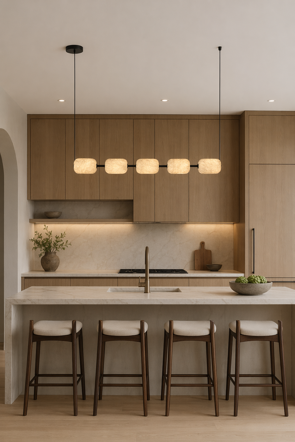 Modern Mulberry Silk Linear Pendant Light in White and Black - product image 03