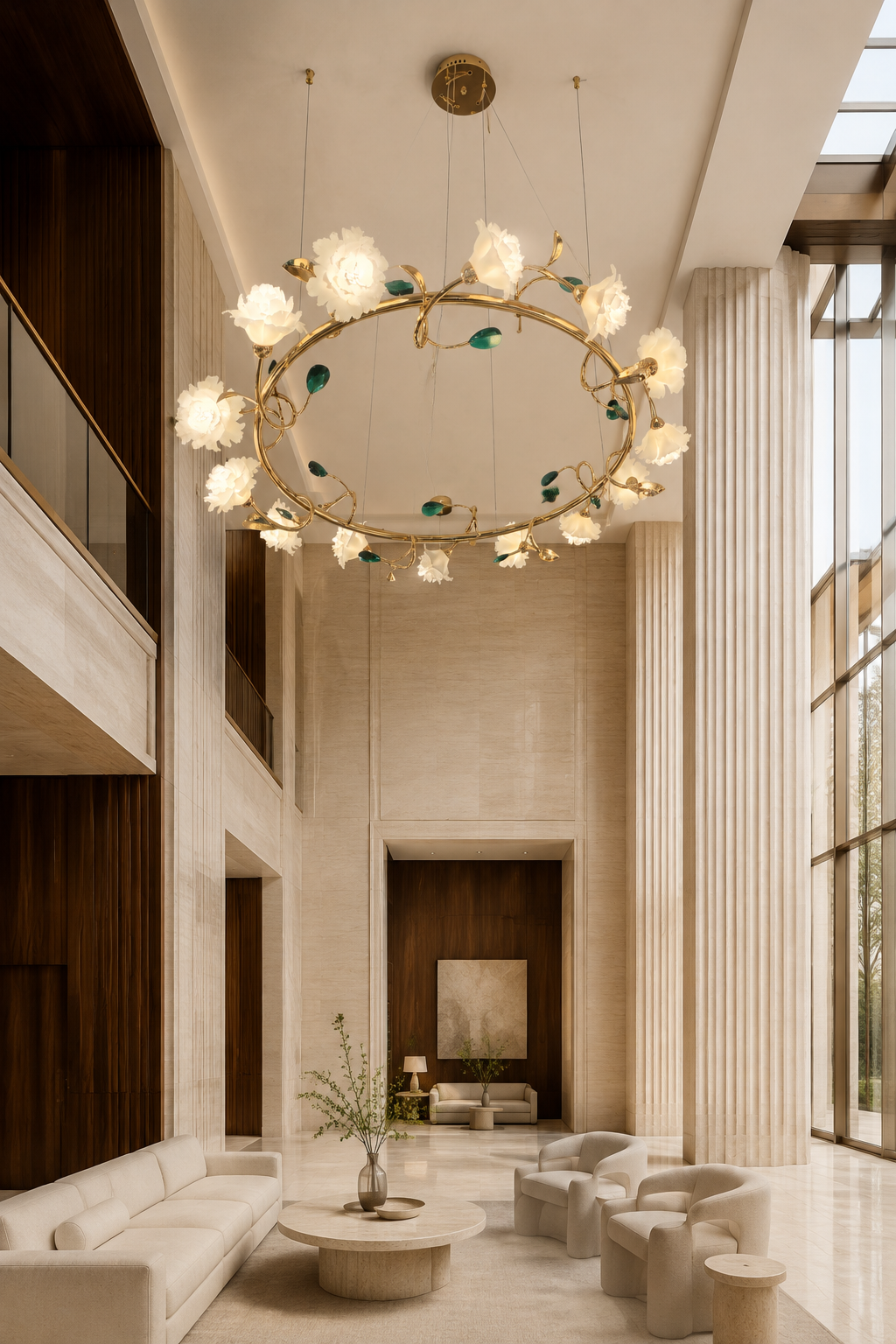 Sylverelle chandelier – large grand lobby daylight