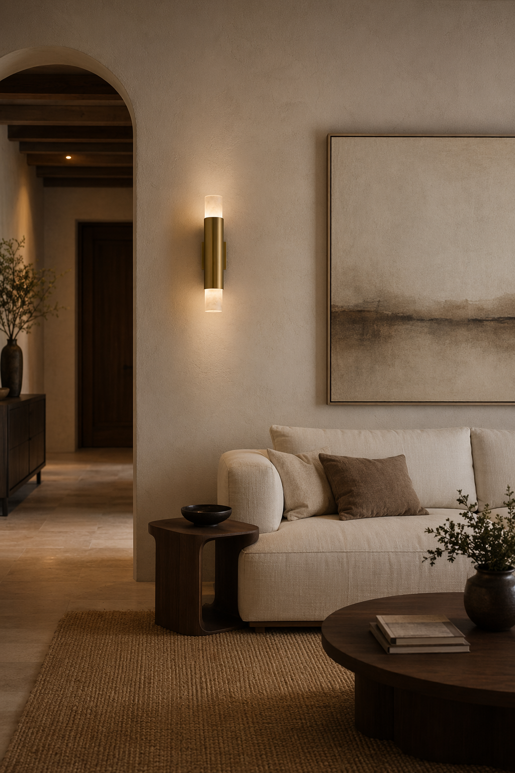 Modern Alabaster Slim Cylinder Wall Sconce - product image 02