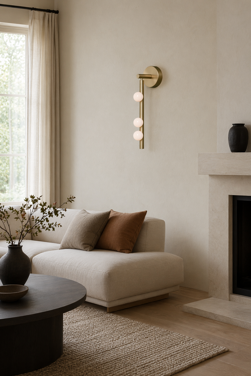 Modern Glass Globe Vertical Wall Sconce - generated main 04 04-living-room-feature-wall-wide
