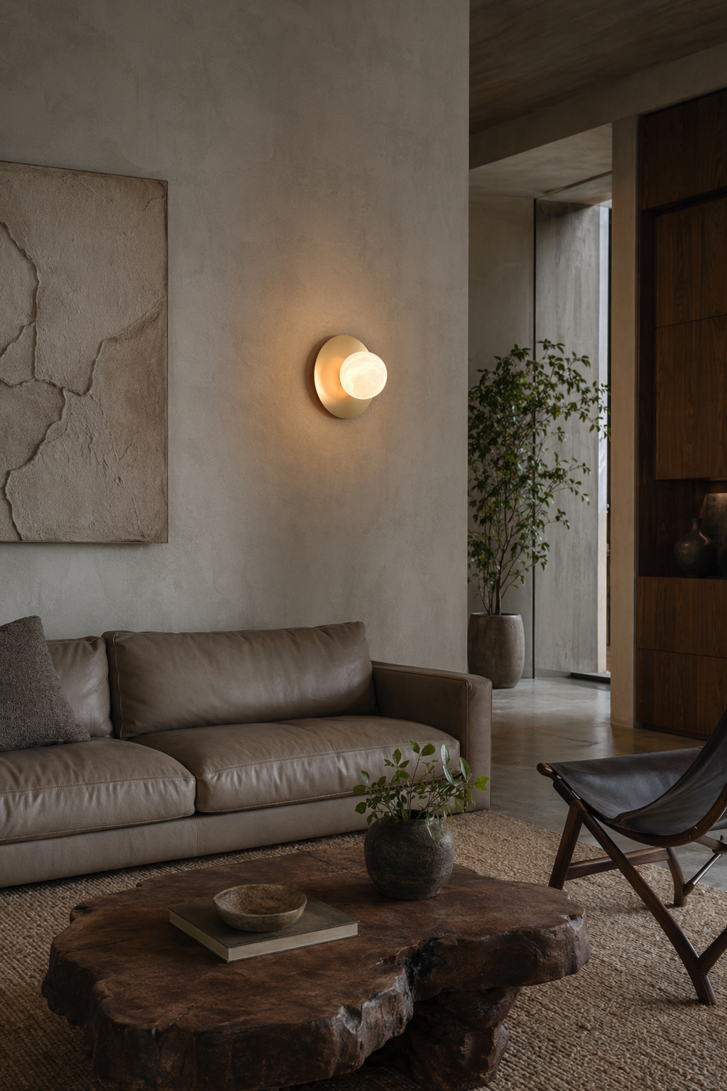 Modern Alabaster Globe Wall Sconce in Natural Brass - product image 04
