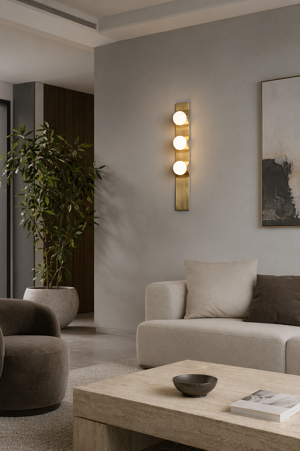 Modern Bronze Glass Globe Linear Wall Sconce - product image 02