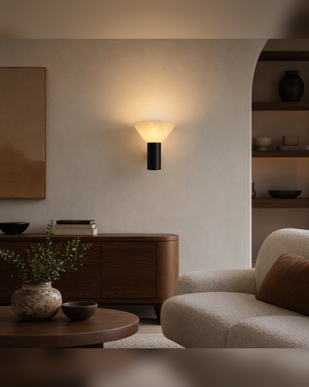 Modern Snowflake Alabaster Cup Wall Sconce - product image 09