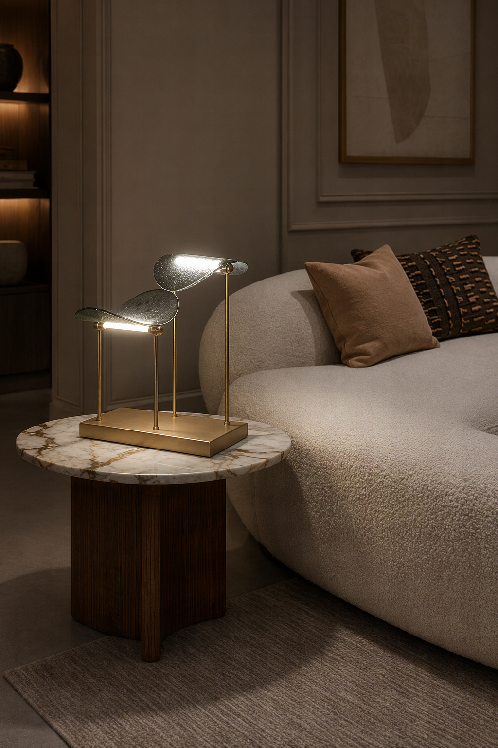 Modern Smoked Glass Brass Table and Floor Lamp - 04 04-living-room-side-table-wide