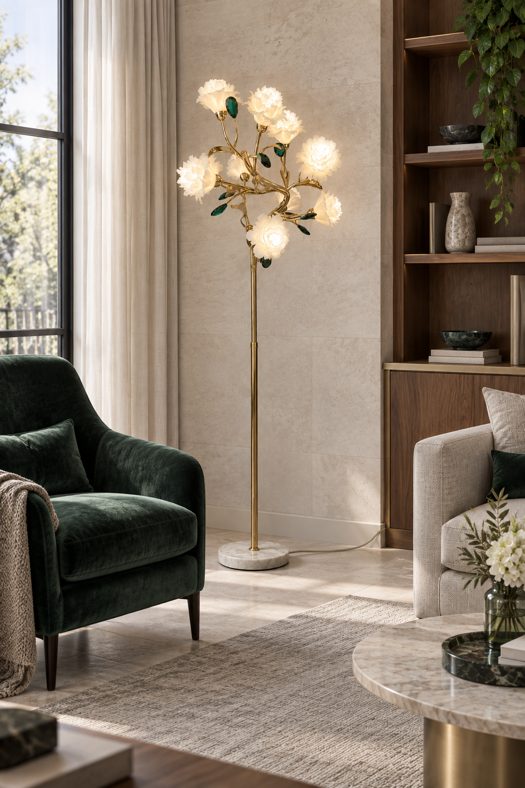 Sylverelle floor lamp – luxury living room reading corner