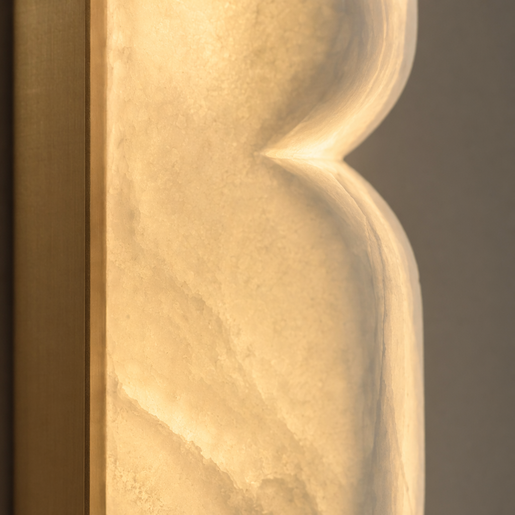Modern Alabaster Linear Wall Sconce in Natural Brass - product image 05