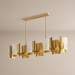 Modern Brushed Brass Alabaster Linear Chandelier - generated main 01 01-hero-product