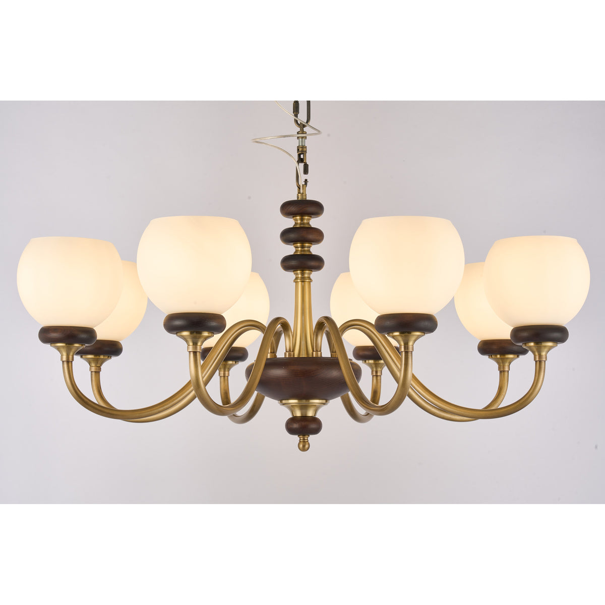 Supplier real photograph of the Ravenelle eight-light chandelier complete front view
