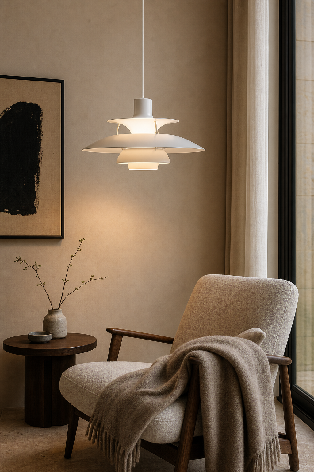 PH5 Layered Metal Pendant Light reading corner