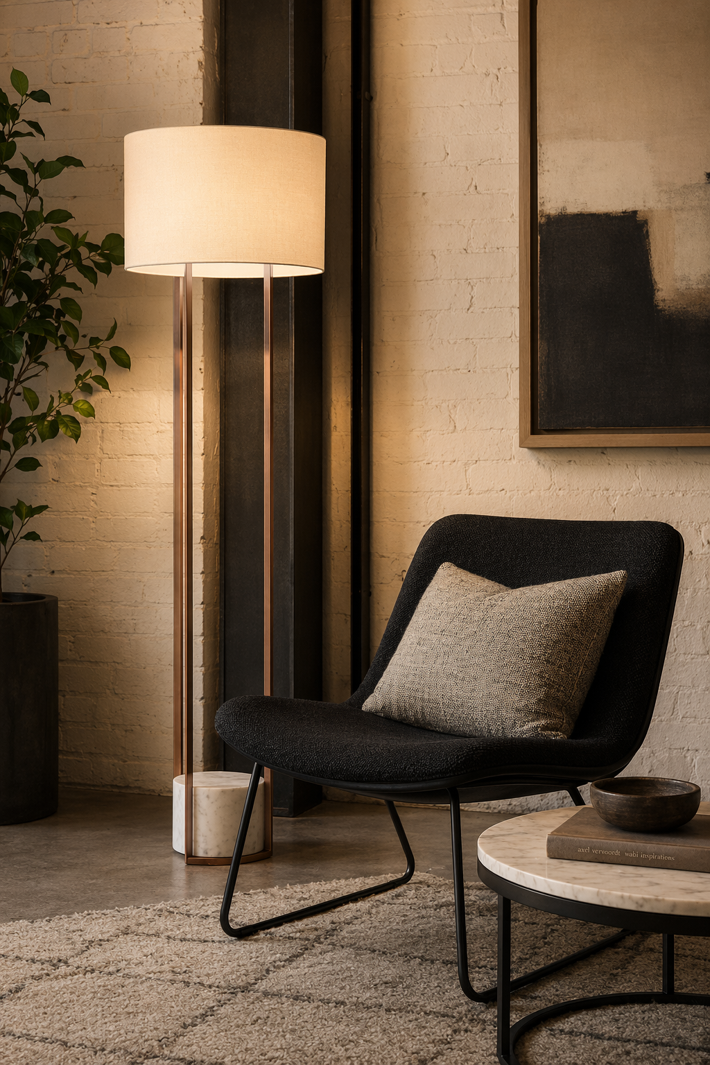 Modern Marble Base Copper Frame Floor Lamp - 04 04-reading-lounge-chair-wide