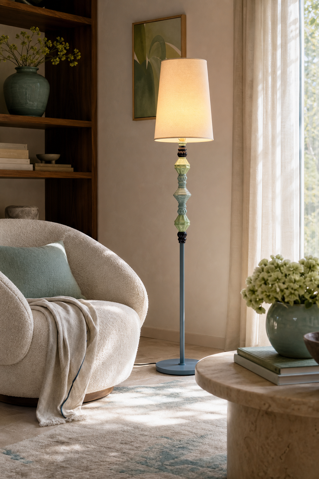 Colorful Ceramic Floor Lamp reading nook