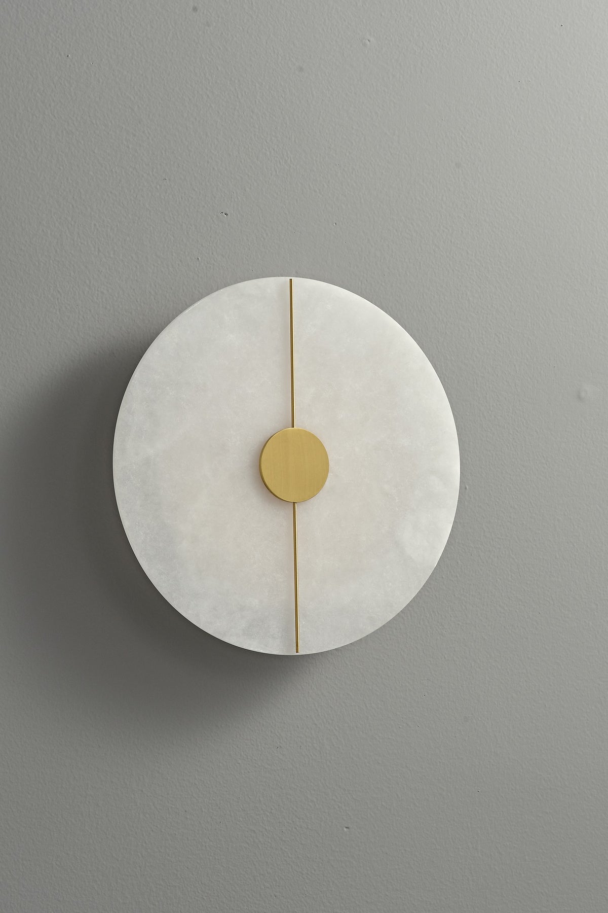 Modern Snowflake Alabaster Round Wall Sconce in Natural Brass - 04 04-real-front-portrait