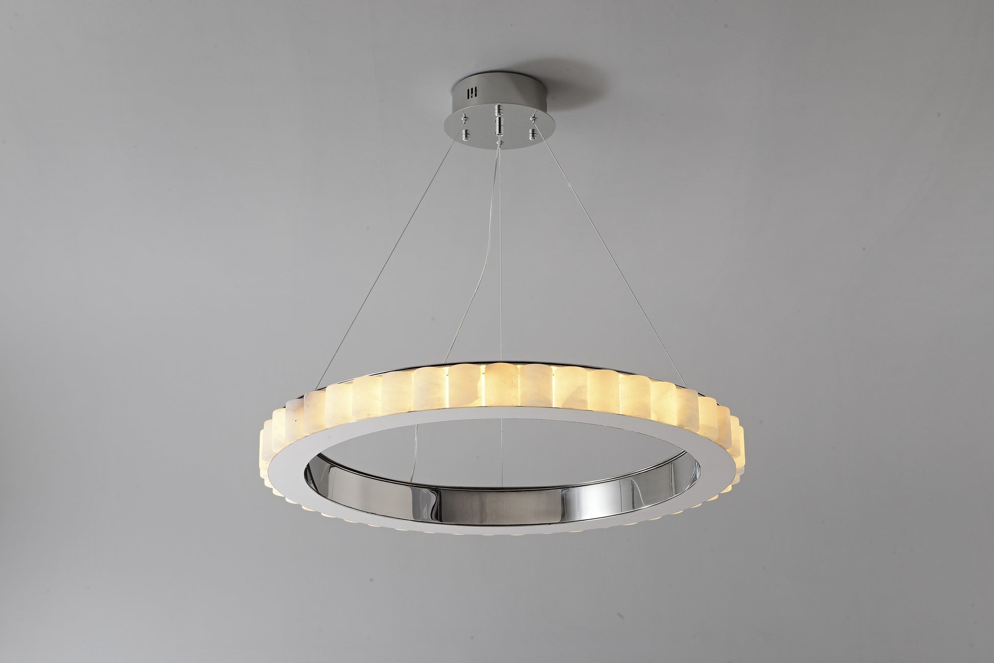 Modern Alabaster Ring LED Pendant Chandelier - 15 04-real-lit-chrome-alabaster-ring-pendant