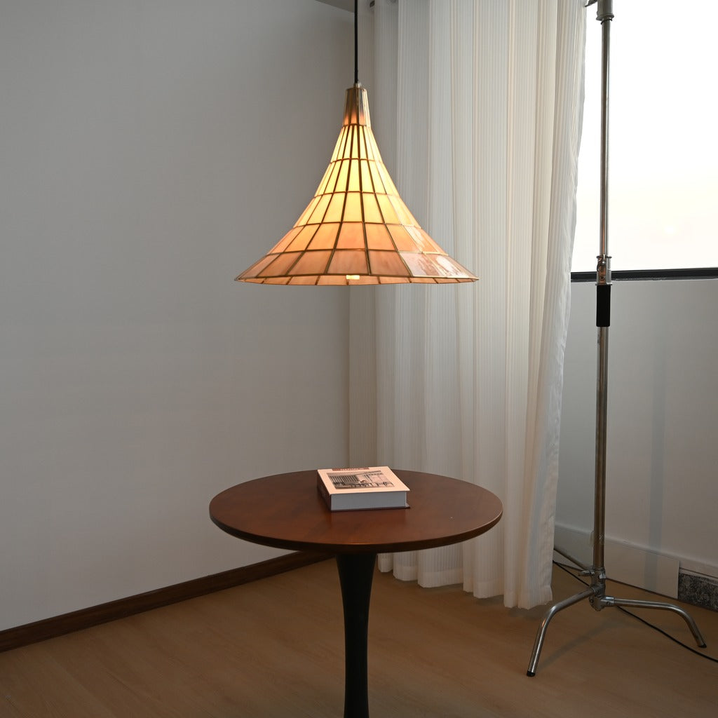 Modern Amber Shell Cone Pendant Light - 19 04-real-square-DSC-7931
